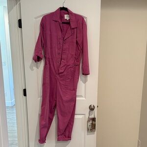 Pistola Fuchsia Button-Up Jumpsuit
